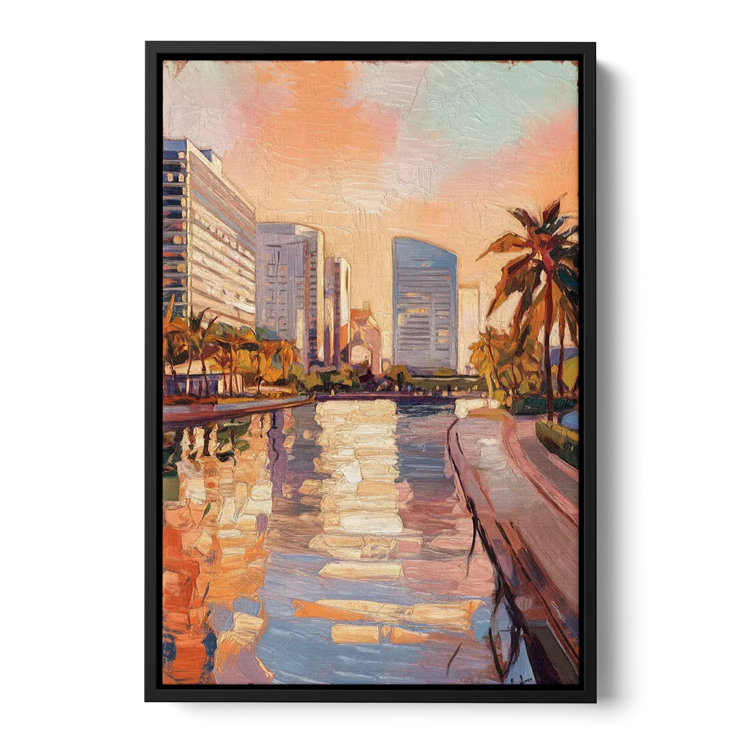 St. Petersburg Downtown Charm - Black Frame Canvas