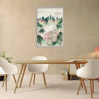 San Jose Urban Charm - Living Room White Frame Canvas