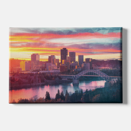 Spokane Skyline Sunset - Canvas Wall Art