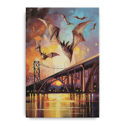 Austin Soaring Bats Scene - Canvas Wall Art