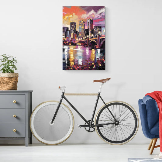 Minneapolis Vibrant City Lights - Canvas Wall Art Living Room