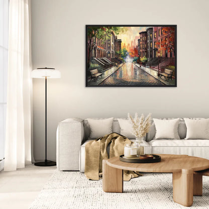 Boston Historic Neighborhoods - Living Room Black Frame Canvas