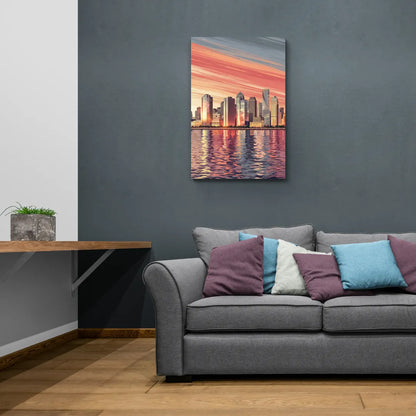 Jersey City Skyline and Hudson River - Canvas Wall Art Living Room