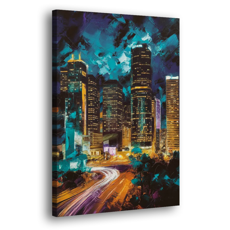 Houston Urban Nights - Canvas Print Art Sides