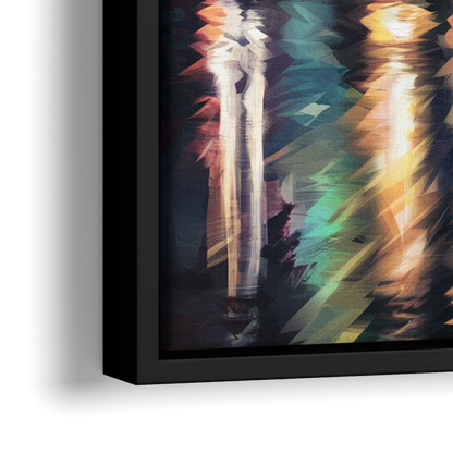 Nashville Cityscape at Night - Close-Up Black Frame Canvas