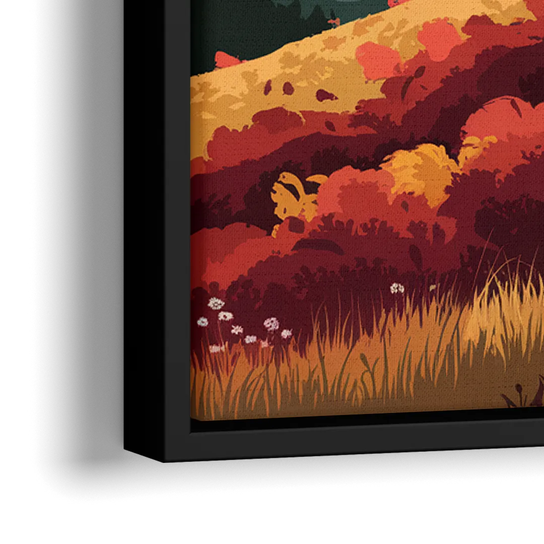Gatlinburg Sunset Over Hills - Close-Up Black Frame Canvas
