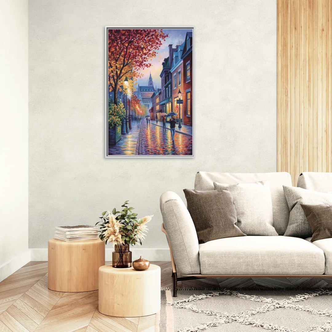 Quebec City in Autumn - Living Room White Frame Canvas