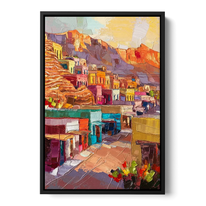 Bisbee Vibrant Skyline - Black Frame Canvas