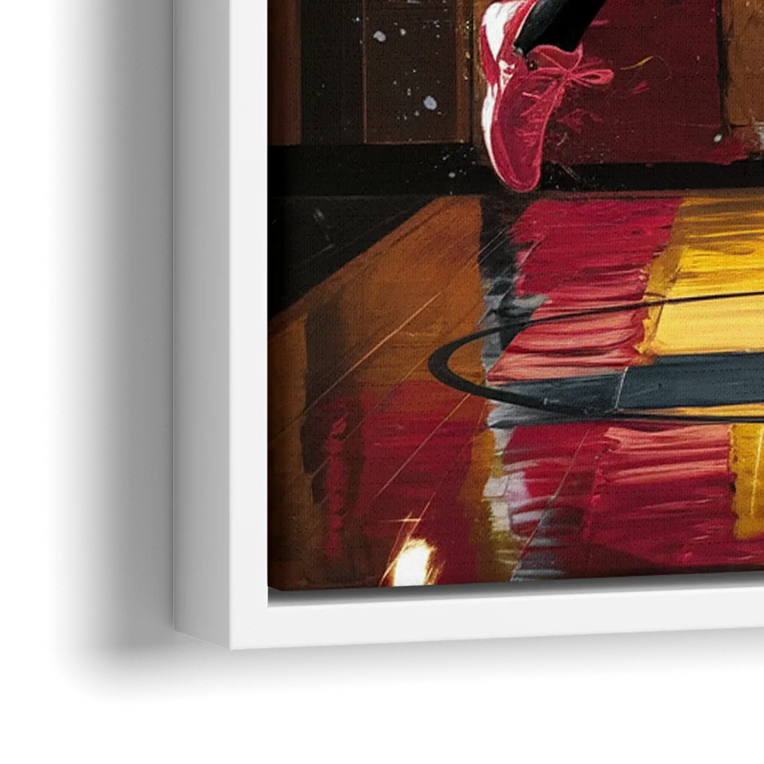 Miami Heat Court Action - Close-Up White Frame Canvas