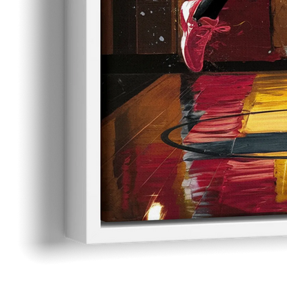 Miami Heat Court Action - Close-Up White Frame Canvas