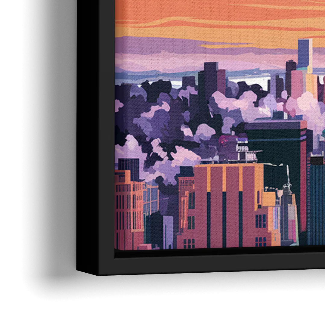New York City Empire State Building - Close-Up Black Frame Canvas