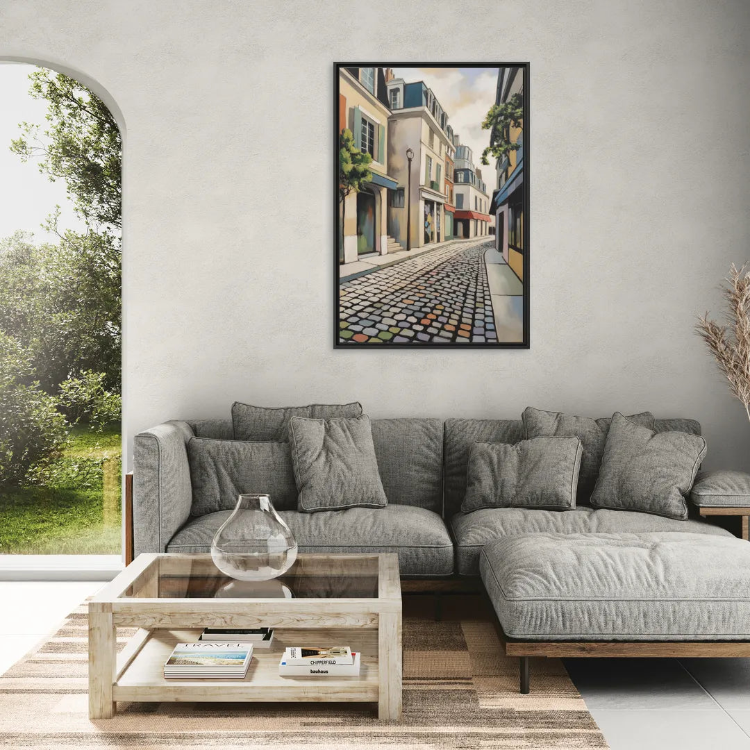 Place Royale Cobblestones - Living Room Black Frame Canvas