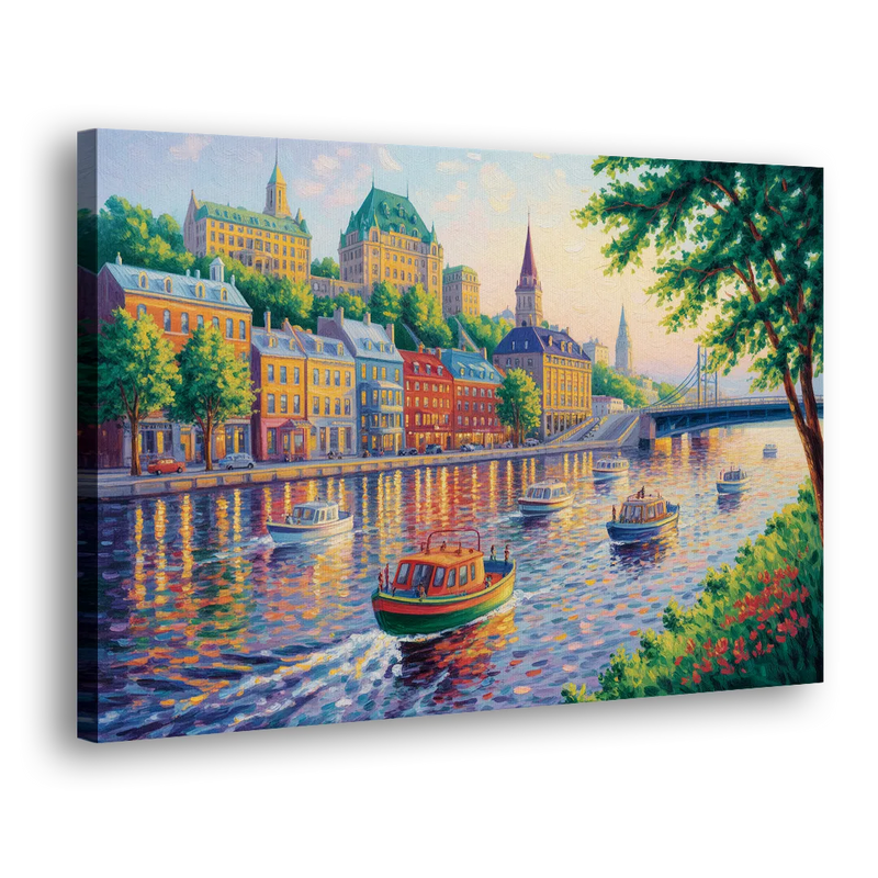 Quebec City Riverfront - Canvas Print Art Sides