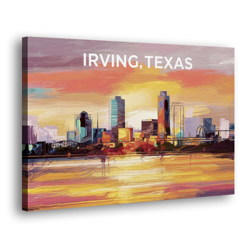 Irving Cityscape Sunset - Canvas Print Art Sides
