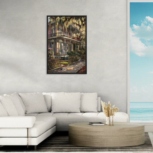 New Orleans Garden District Homes - Living Room Black Frame Canvas