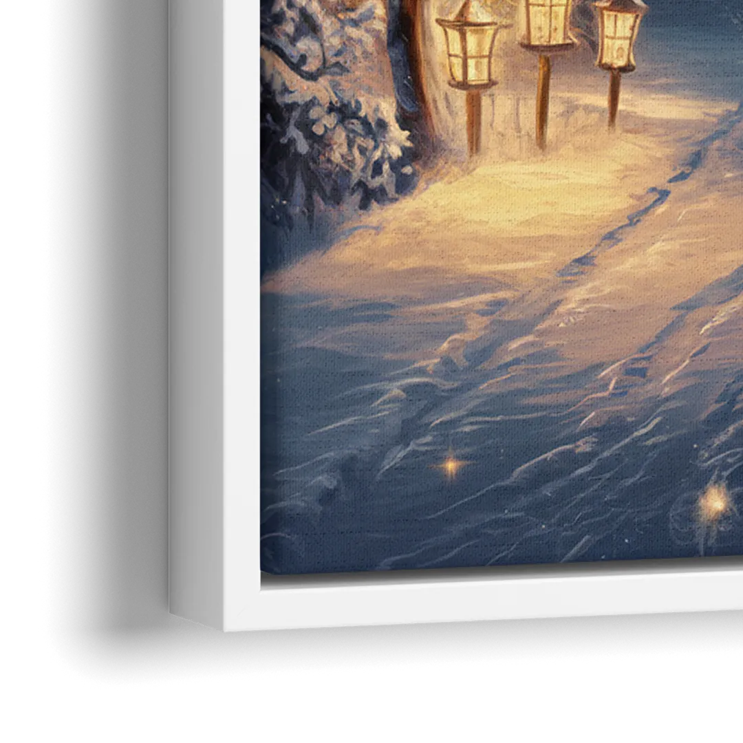 Garland Nighttime Lights - Close-Up White Frame Canvas