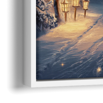 Garland Nighttime Lights - Close-Up White Frame Canvas