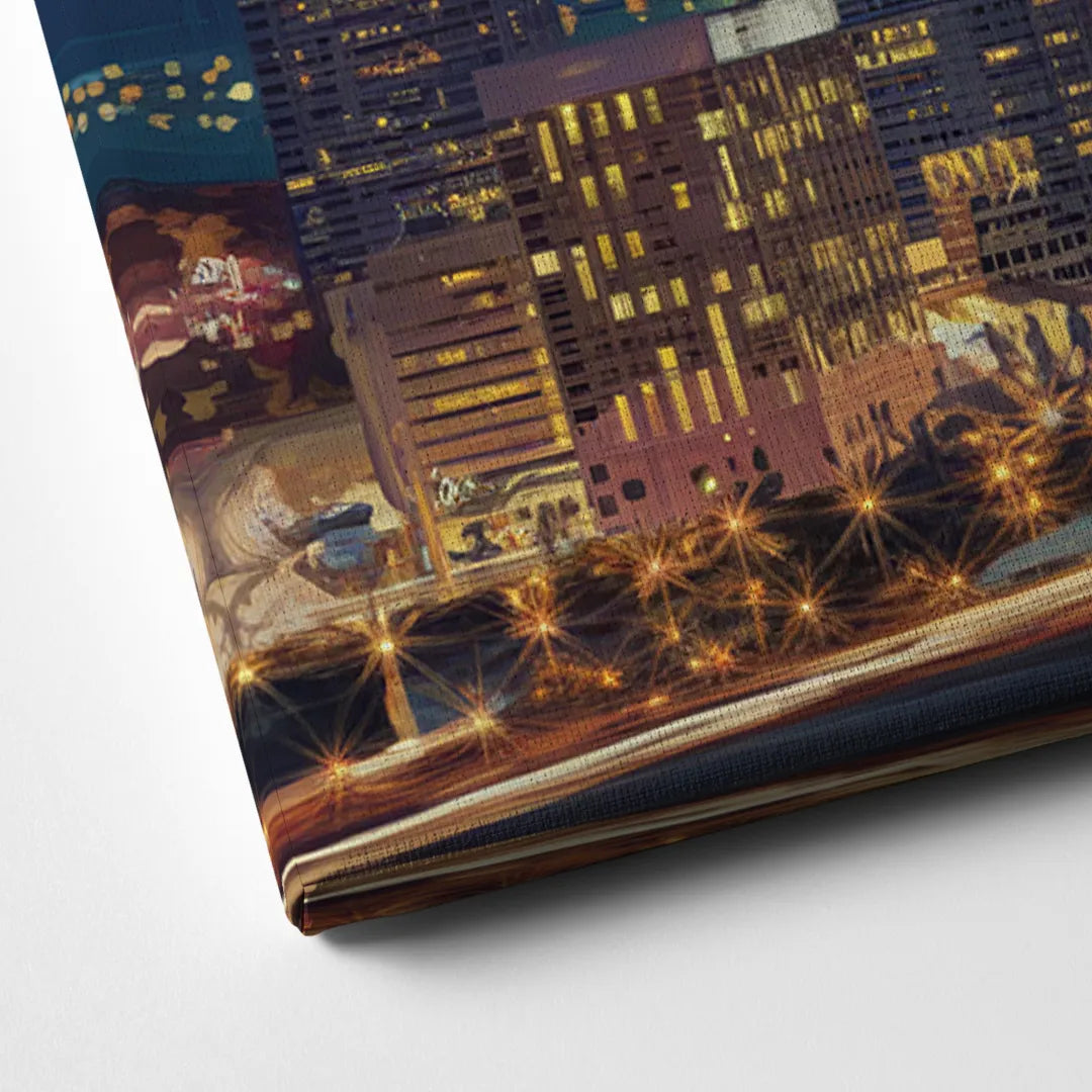 Denver Skyline At Dusk Canvas Close Up