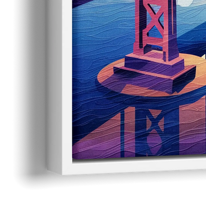 San Francisco Bay Bridge Panorama - Close-Up White Frame Canvas