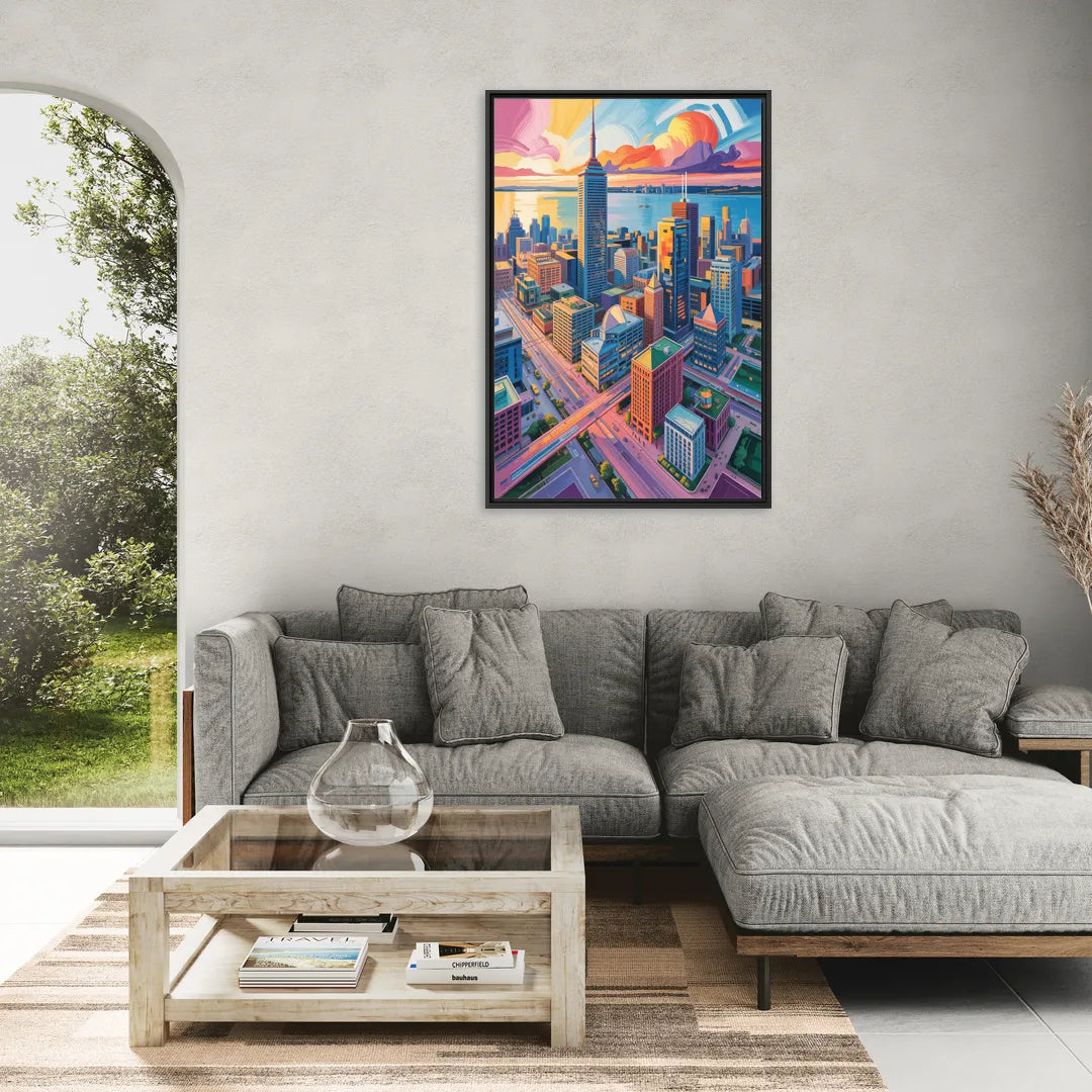 Toronto Financial District - Living Room Black Frame Canvas