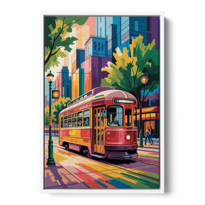 Toronto Streetcar Vintage - White Frame Canvas