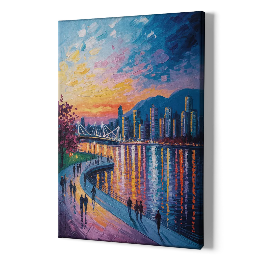 Vancouver Skyline at Dusk - Canvas Print Art Sides