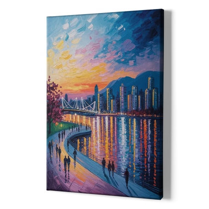 Vancouver Skyline at Dusk - Canvas Print Art Sides