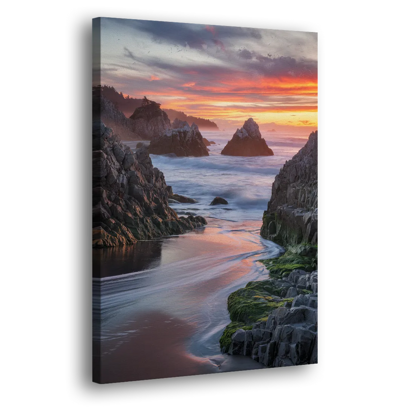 Bandon Rocky Shoreline - Canvas Print Art Sides