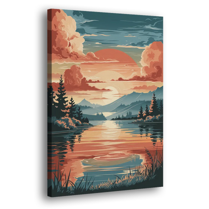 Burlington Sunset Reflections - Canvas Print Art Sides