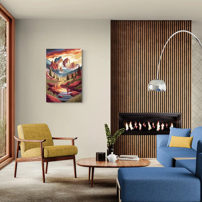 Colorado Springs Sunrise Over Peaks - Canvas Wall Art Living Room