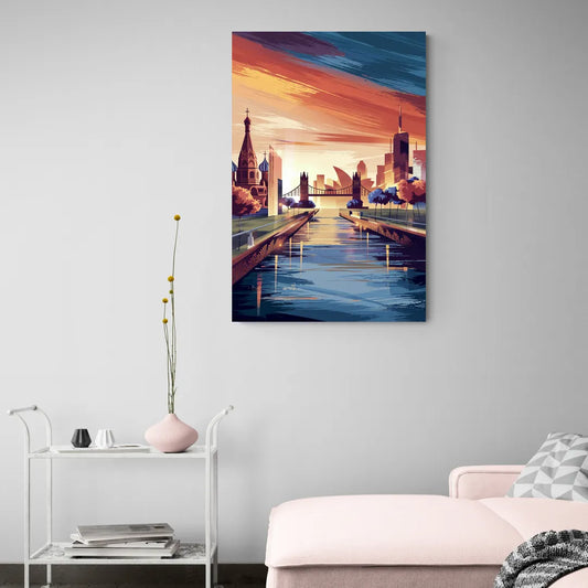 Riverside Iconic Landmarks - Canvas Wall Art Living Room