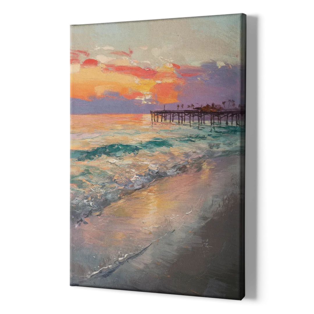 Naples Beach Sunset - Canvas Print Art Sides