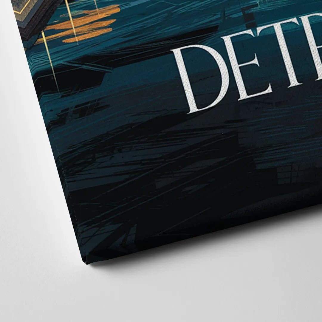 Detroit Scenic Nightscape Canvas Close Up