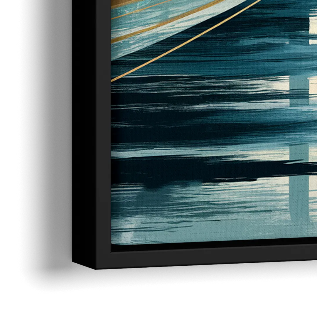 Tacoma Narrows Bridge Scene - Close-Up Black Frame Canvas