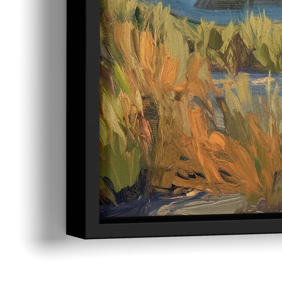 Bandon Dunes Golf Landscape - Close-Up Black Frame Canvas