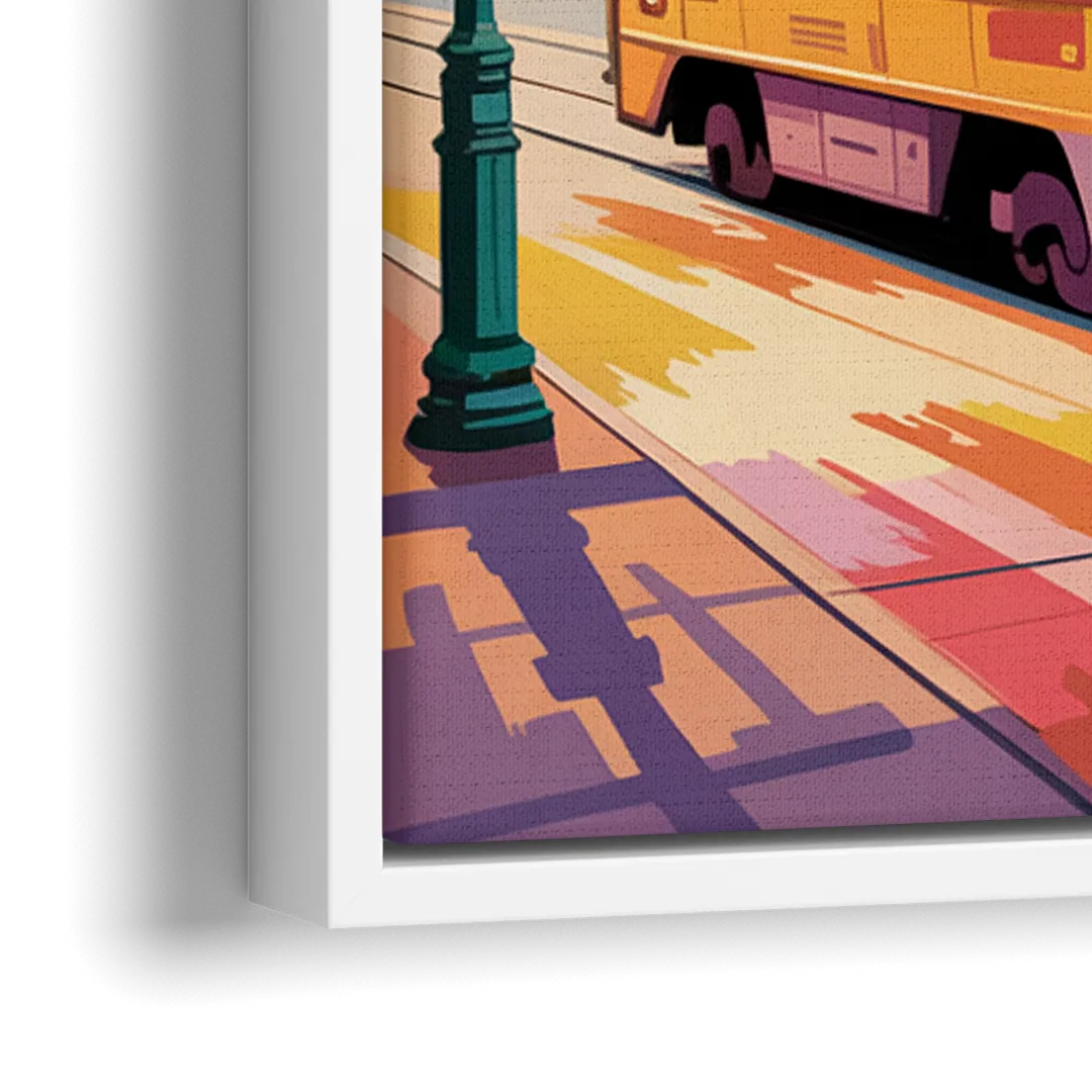 Toronto Streetcar Vintage - Close-Up White Frame Canvas
