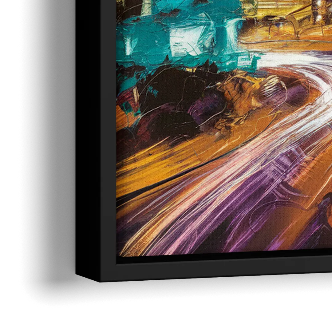 Houston Urban Nights - Close-Up Black Frame Canvas