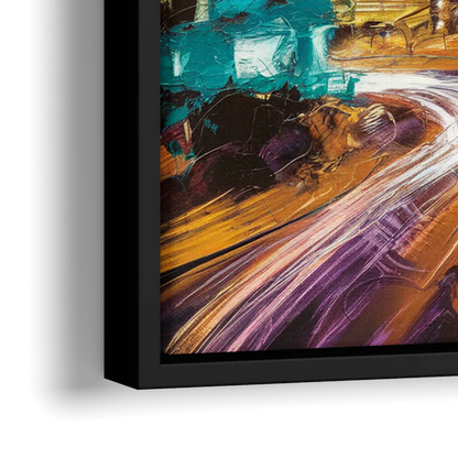Houston Urban Nights - Close-Up Black Frame Canvas