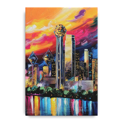 Dallas Skyline at Sunset - Canvas Wall Art