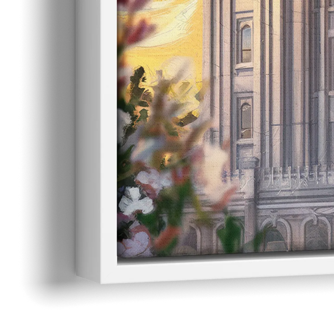 Salt Lake City Temple Square - Close-Up White Frame Canvas