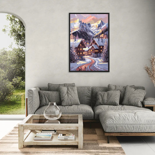 Vail Alpine Village - Living Room Black Frame Canvas