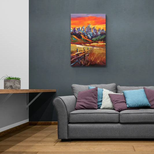 Jackson Hole Sunset Glow - Canvas Wall Art Living Room