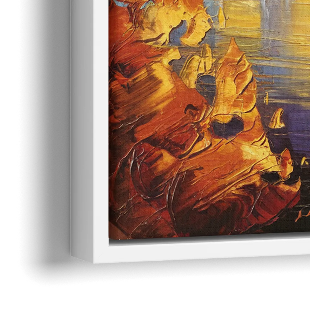 Pittsburgh Skyline in Autumn - Close-Up White Frame Canvas