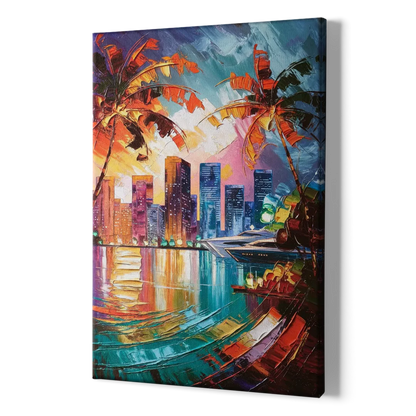 Miami Bayside Beauty - Canvas Print Art Sides
