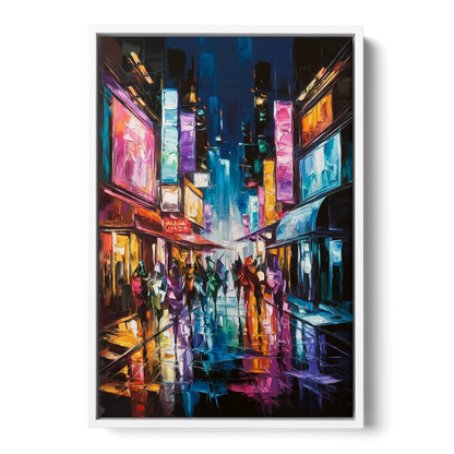 Joseph Vibrant Streets - White Frame Canvas