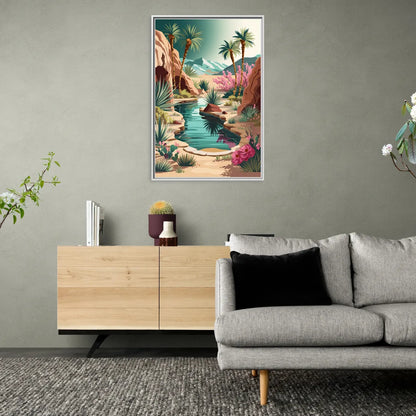 Palm Springs Desert Oasis - Living Room White Frame Canvas
