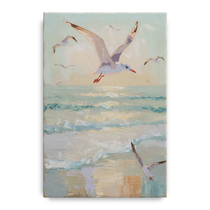 Galveston Seagulls in Flight - Canvas Wall Art