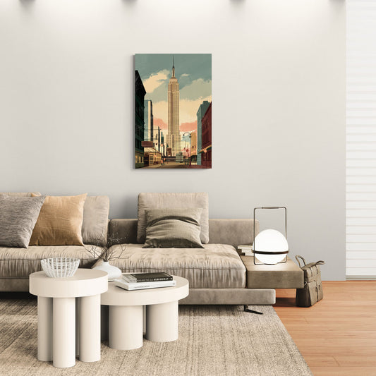 New York City Empire State Building Sunny - Canvas Wall Art Living Room