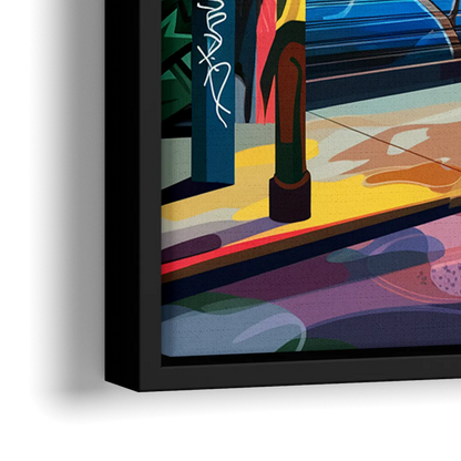 Oakland Street Art Scene - Close-Up Black Frame Canvas