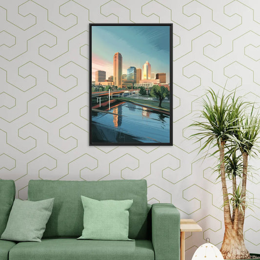 Oklahoma City Modern Architecture - Living Room Black Frame Canvas